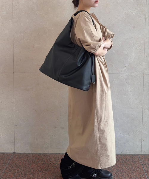 DRAW(ドロー)の「DRAW(ドロー) / トライアングル トートバッグ Woven handle Hobo Bag(トートバッグ・レディース・ベージュ/ブラック/ダークブラウン・FREE)」の4枚目の写真