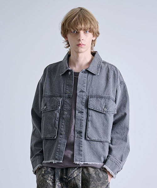 Revo.（レボ）の「Revo. カットオフ デニムジャケット（デニムジャケット・メンズ・ブラック/ブルー・2/1）」の2枚目の写真