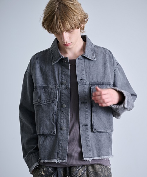 Revo.（レボ）の「Revo. カットオフ デニムジャケット（デニムジャケット・メンズ・ブラック/ブルー・2/1）」の5枚目の写真
