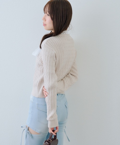 Another Branch olive des olive（アナザーブランチオリーブデオリーブ）の「レースボウタイ付カーディガン（カーディガン/ボレロ・レディース・アイボリー/ネイビー/イエロー・FREE）」の13枚目の写真