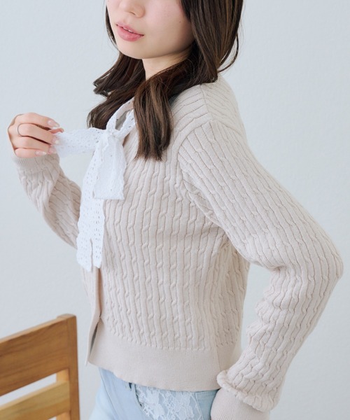 Another Branch olive des olive（アナザーブランチオリーブデオリーブ）の「レースボウタイ付カーディガン（カーディガン/ボレロ・レディース・アイボリー/ネイビー/イエロー・FREE）」の14枚目の写真