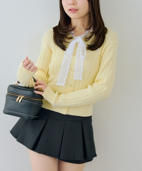 Another Branch olive des olive（アナザーブランチオリーブデオリーブ）の「レースボウタイ付カーディガン（カーディガン/ボレロ・レディース・アイボリー/ネイビー/イエロー・FREE）」の21枚目の写真
