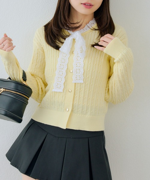 Another Branch olive des olive（アナザーブランチオリーブデオリーブ）の「レースボウタイ付カーディガン（カーディガン/ボレロ・レディース・アイボリー/ネイビー/イエロー・FREE）」の22枚目の写真