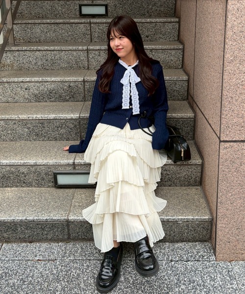 Another Branch olive des olive（アナザーブランチオリーブデオリーブ）の「レースボウタイ付カーディガン（カーディガン/ボレロ・レディース・アイボリー/ネイビー/イエロー・FREE）」の6枚目の写真