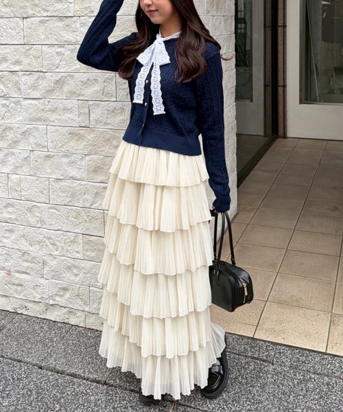 Another Branch olive des olive（アナザーブランチオリーブデオリーブ）の「レースボウタイ付カーディガン（カーディガン/ボレロ・レディース・アイボリー/ネイビー/イエロー・FREE）」の7枚目の写真