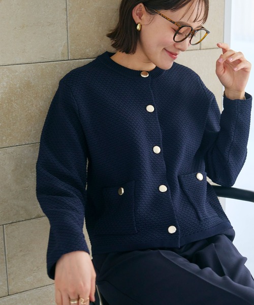 CROSS FUNCTION(クロスファンクション)の「《洗える》サマ美え 金釦ニットジャケット【CROSS FUNCTION/クロスファンクション】(カーディガン/ボレロ・レディース・アイボリー/ネイビー・M/LL/L)」の18枚目の写真