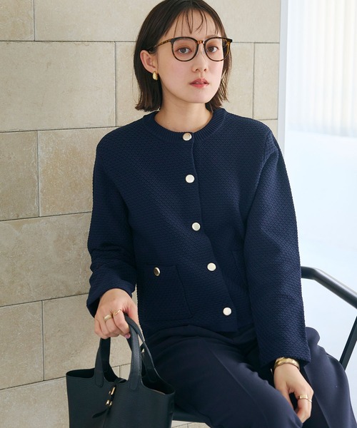 CROSS FUNCTION(クロスファンクション)の「《洗える》サマ美え 金釦ニットジャケット【CROSS FUNCTION/クロスファンクション】(カーディガン/ボレロ・レディース・アイボリー/ネイビー・M/LL/L)」の16枚目の写真