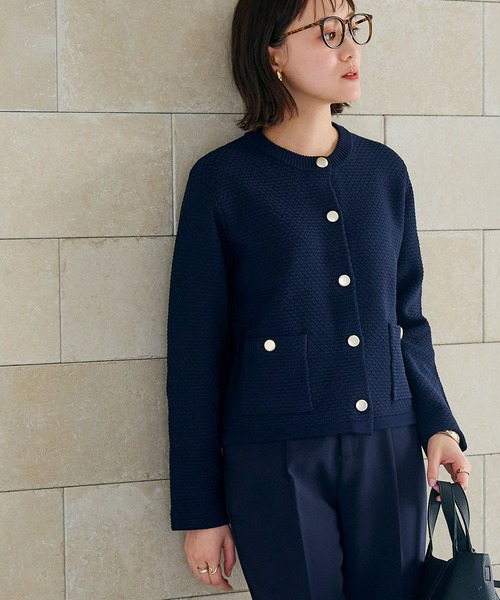CROSS FUNCTION(クロスファンクション)の「《洗える》サマ美え 金釦ニットジャケット【CROSS FUNCTION/クロスファンクション】(カーディガン/ボレロ・レディース・アイボリー/ネイビー・M/LL/L)」の14枚目の写真