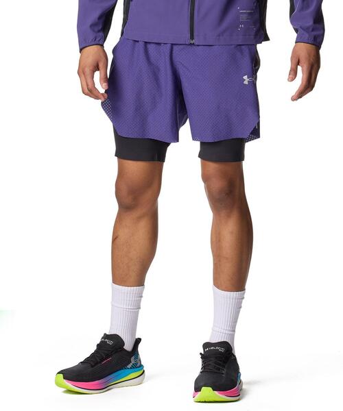 UNDER ARMOUR(アンダーアーマー)の「UAハイブリッド トレイン エリート ショーツ(トレーニング/メンズ)(その他パンツ・メンズ・パープル系・XL/L/M/S/2XL)」の1枚目の写真