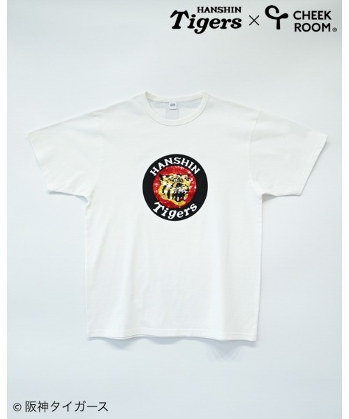 CHEEK ROOM(チークルーム)の「CHEEK ROOM/チークルーム 阪神タイガース スパンコール Tシャツ 大人(Tシャツ/カットソー・メンズ・オフホワイト/ピンク・M/L)」の1枚目の写真