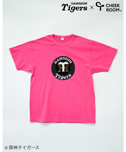 CHEEK ROOM(チークルーム)の「CHEEK ROOM/チークルーム 阪神タイガース スパンコール Tシャツ 大人(Tシャツ/カットソー・メンズ・オフホワイト/ピンク・M/L)」の2枚目の写真