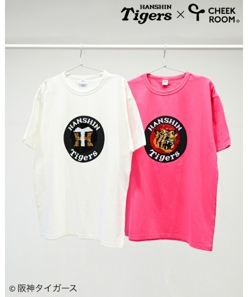 CHEEK ROOM(チークルーム)の「CHEEK ROOM/チークルーム 阪神タイガース スパンコール Tシャツ 大人(Tシャツ/カットソー・メンズ・オフホワイト/ピンク・M/L)」の7枚目の写真