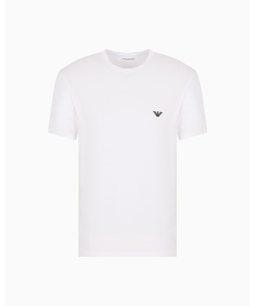 EMPORIO ARMANI（エンポリオアルマーニ）の「<オンライン限定>【エンポリオ アルマーニ】タイトフィット ラウンジウェアTシャツ ソフトモダール（インナーウェア/肌着・メンズ・ホワイト/ネイビー・X-LARGE/LARGE）」の2枚目の写真