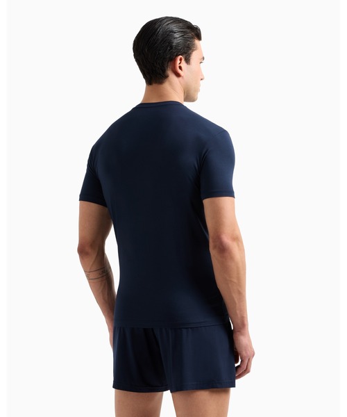 EMPORIO ARMANI（エンポリオアルマーニ）の「<オンライン限定>【エンポリオ アルマーニ】タイトフィット ラウンジウェアTシャツ ソフトモダール（インナーウェア/肌着・メンズ・ホワイト/ネイビー・X-LARGE/LARGE）」の4枚目の写真