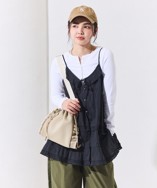 FREAK'S STORE(フリークスストア)の「インドボイル フリル キャミチュニック(キャミソール・レディース・ブラック/オフホワイト/その他2/レッド・フリ-)」の3枚目の写真