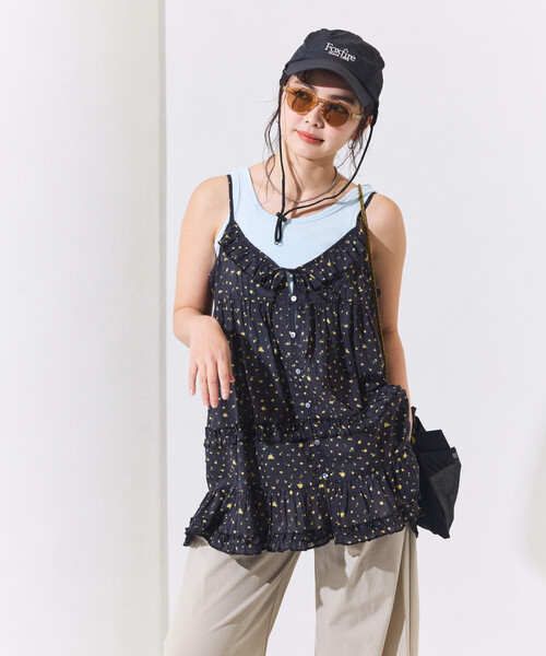 FREAK'S STORE(フリークスストア)の「インドボイル フリル キャミチュニック(キャミソール・レディース・ブラック/オフホワイト/その他2/レッド・フリ-)」の12枚目の写真