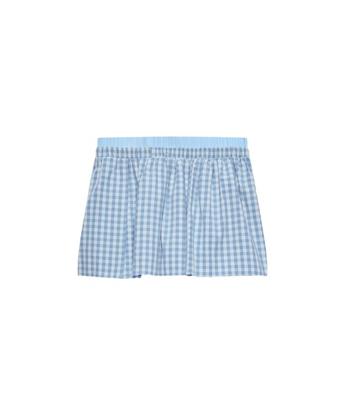 MSGM(エムエスジーエム)の「マイクロチェック Wウエストショートパンツ(チノパンツ・レディース・ライトブルー・40)」の1枚目の写真