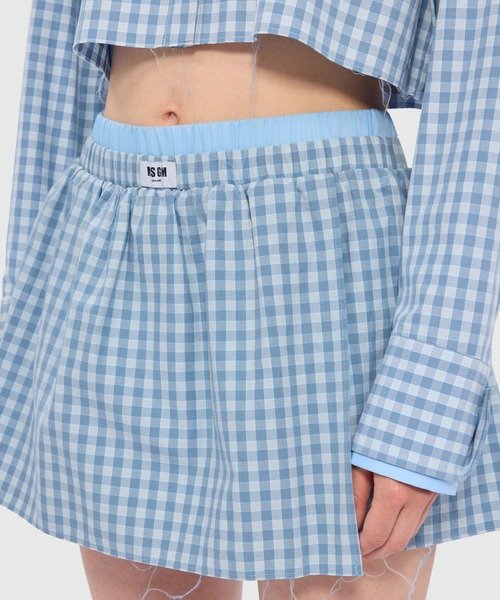 MSGM(エムエスジーエム)の「マイクロチェック Wウエストショートパンツ(チノパンツ・レディース・ライトブルー・40)」の5枚目の写真