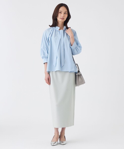 TRANS WORK(トランスワーク)の「【はっ水・ウォッシャブル】フリーモーションタフタブラウス(シャツ/ブラウス・レディース・ブルー/オフホワイト/ネイビー・40/38)」の5枚目の写真