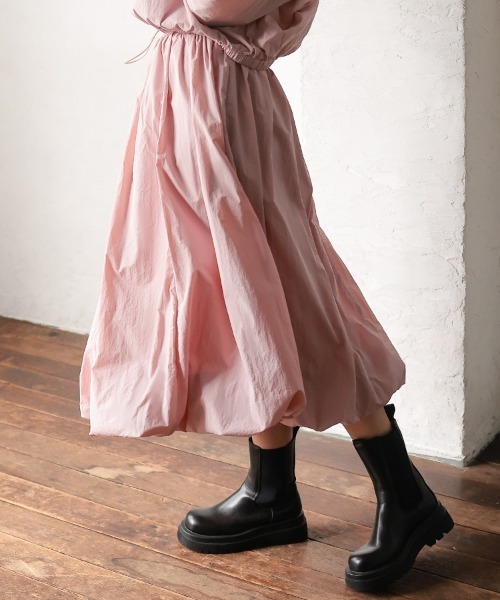DONOBAN（ドノバン）の「【撥水】UVカットバルーンスカート（デニムスカート・レディース・ネイビー/ピンク・ONE SIZE）」の2枚目の写真