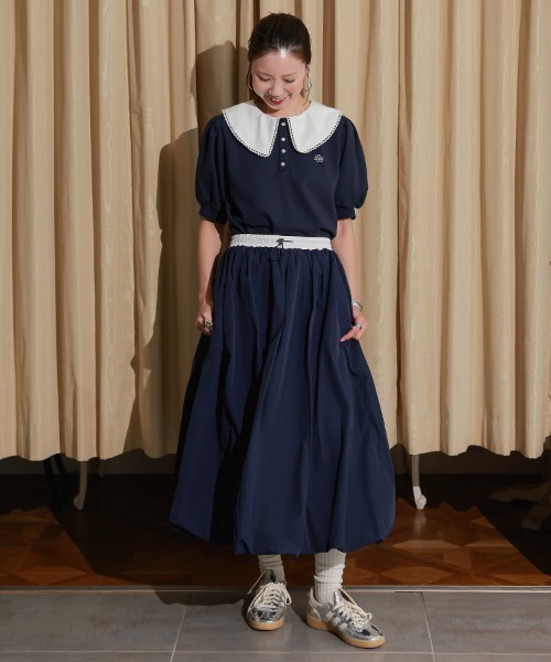 DONOBAN（ドノバン）の「【撥水】UVカットバルーンスカート（デニムスカート・レディース・ネイビー/ピンク・ONE SIZE）」の11枚目の写真