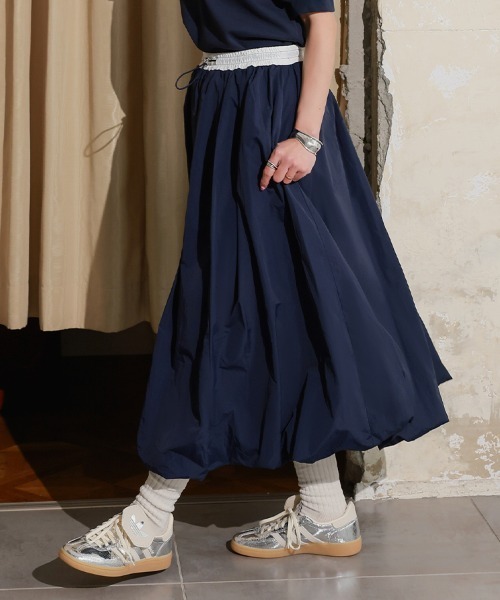DONOBAN（ドノバン）の「【撥水】UVカットバルーンスカート（デニムスカート・レディース・ネイビー/ピンク・ONE SIZE）」の12枚目の写真