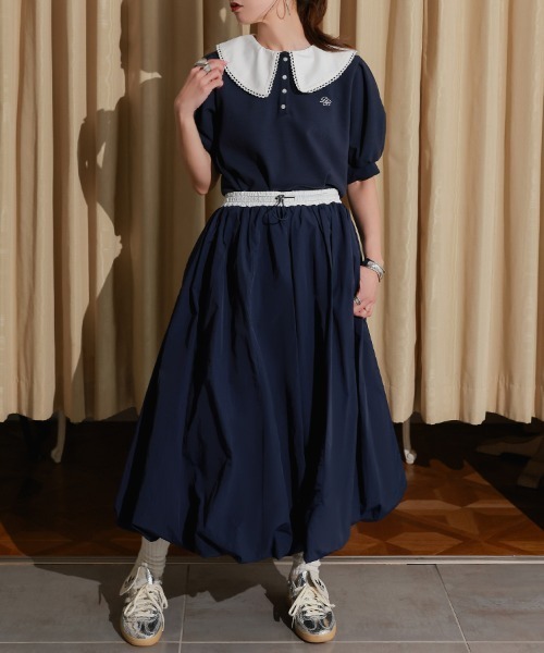 DONOBAN（ドノバン）の「【撥水】UVカットバルーンスカート（デニムスカート・レディース・ネイビー/ピンク・ONE SIZE）」の13枚目の写真