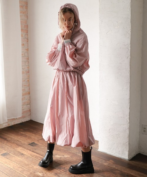 DONOBAN（ドノバン）の「【撥水】UVカットバルーンスカート（デニムスカート・レディース・ネイビー/ピンク・ONE SIZE）」の17枚目の写真