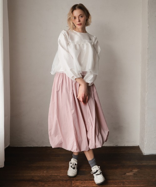 DONOBAN（ドノバン）の「【撥水】UVカットバルーンスカート（デニムスカート・レディース・ネイビー/ピンク・ONE SIZE）」の21枚目の写真