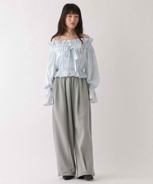 Heather（ヘザー）の「タックリボンオフショルブラウス　656551（シャツ/ブラウス・レディース・アイボリー/ブルー/ピンク・FREE）」の17枚目の写真