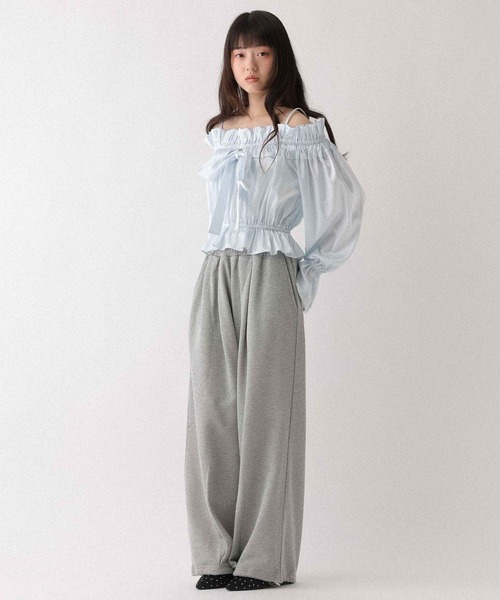 Heather（ヘザー）の「タックリボンオフショルブラウス　656551（シャツ/ブラウス・レディース・アイボリー/ブルー/ピンク・FREE）」の19枚目の写真