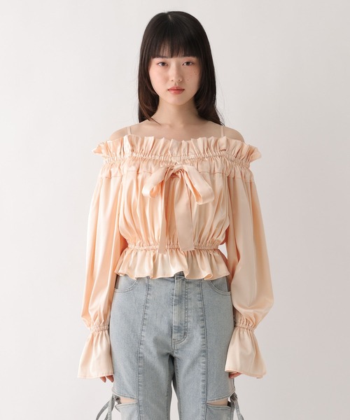 Heather（ヘザー）の「タックリボンオフショルブラウス　656551（シャツ/ブラウス・レディース・アイボリー/ブルー/ピンク・FREE）」の21枚目の写真