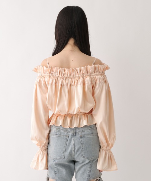 Heather（ヘザー）の「タックリボンオフショルブラウス　656551（シャツ/ブラウス・レディース・アイボリー/ブルー/ピンク・FREE）」の11枚目の写真