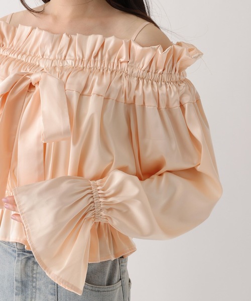 Heather（ヘザー）の「タックリボンオフショルブラウス　656551（シャツ/ブラウス・レディース・アイボリー/ブルー/ピンク・FREE）」の15枚目の写真