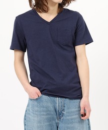 ポケット付き無地クルーネック&VネックTシャツ 半袖