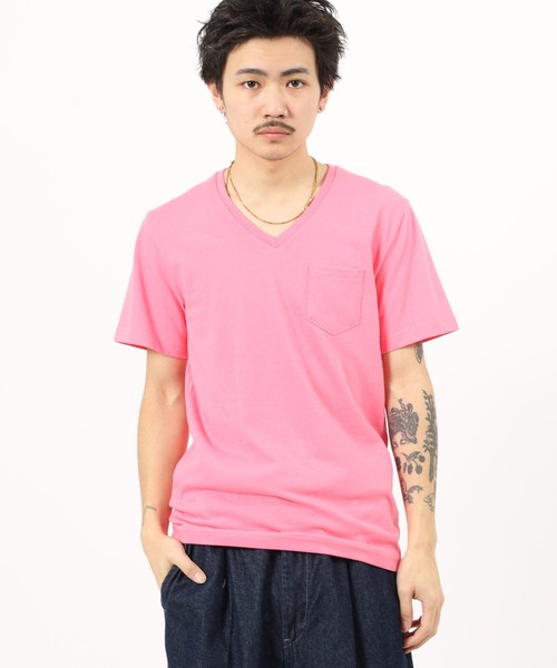 FUNALIVE(ファンアライブ)の「ポケット付き無地クルーネック&VネックTシャツ 半袖(Tシャツ/カットソー・メンズ・イエロー系/カーキ系/ピンク系/ピンク/イエロー/ネイビー/ピンク系その他/カーキ/ライトピンク/ブラック/グレー系/ネイビー系/グレー・XL/L/X-LARGE/MEDIUM/LARGE/M)」の13枚目の写真