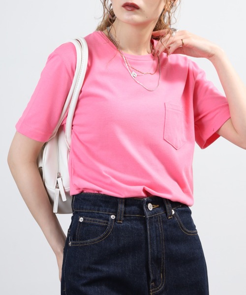 FUNALIVE(ファンアライブ)の「ポケット付き無地クルーネック&VネックTシャツ 半袖(Tシャツ/カットソー・メンズ・イエロー系/カーキ系/ピンク系/ピンク/イエロー/ネイビー/ピンク系その他/カーキ/ライトピンク/ブラック/グレー系/ネイビー系/グレー・XL/L/X-LARGE/MEDIUM/LARGE/M)」の10枚目の写真