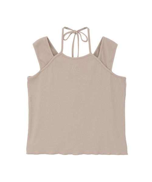 CONVERSE TOKYO(コンバーストウキョウ)の「HALTER STRAP RIB TANK TOP(タンクトップ・レディース・ブルー/ブラック/ベージュ・FREE)」の1枚目の写真
