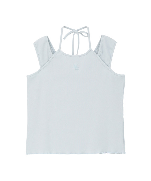 CONVERSE TOKYO(コンバーストウキョウ)の「HALTER STRAP RIB TANK TOP(タンクトップ・レディース・ブルー/ブラック/ベージュ・FREE)」の2枚目の写真