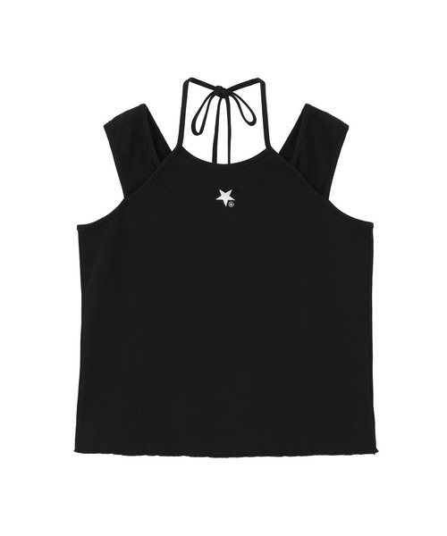 CONVERSE TOKYO(コンバーストウキョウ)の「HALTER STRAP RIB TANK TOP(タンクトップ・レディース・ブルー/ブラック/ベージュ・FREE)」の3枚目の写真