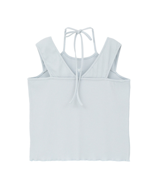 CONVERSE TOKYO(コンバーストウキョウ)の「HALTER STRAP RIB TANK TOP(タンクトップ・レディース・ブルー/ブラック/ベージュ・FREE)」の8枚目の写真