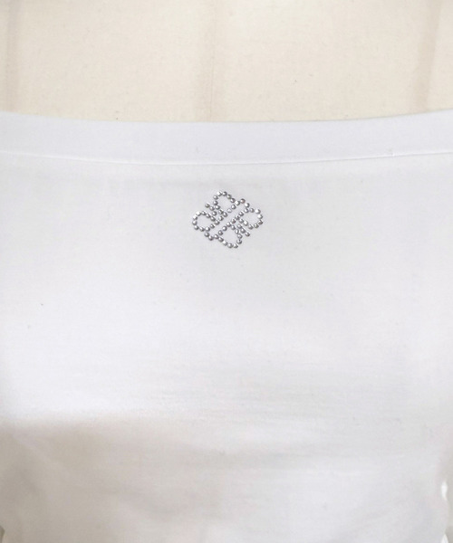 ROYAL PARTY(ロイヤルパーティー)の「【ONLINE限定】ラインストーンロゴバックレースアップカットトップス(Tシャツ/カットソー・レディース・オフホワイト/ブラック・FREE)」の10枚目の写真