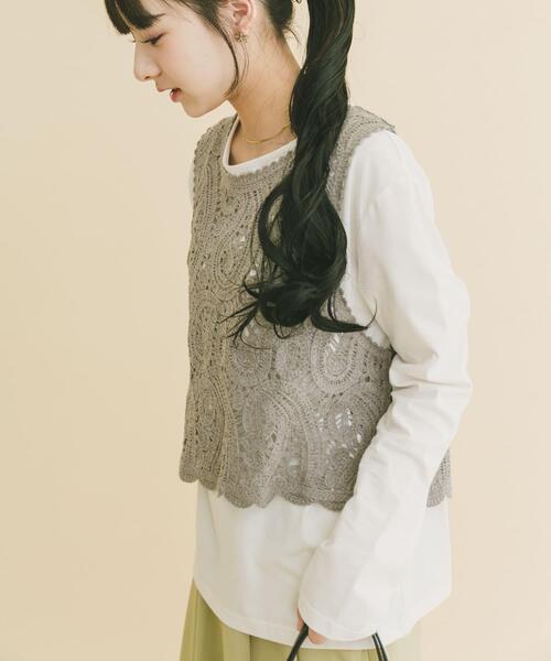 ITEMS URBANRESEARCH（アイテムズ アーバンリサーチ）の「カギバリニット×ロングTシャツ（Tシャツ/カットソー・レディース・ブラック/グレー・FREE）」の2枚目の写真