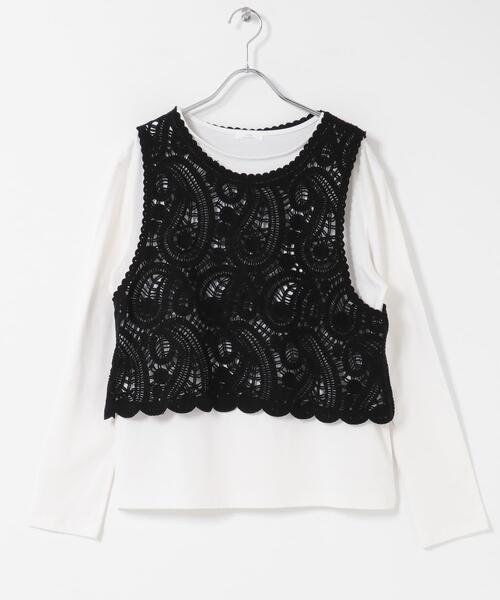 ITEMS URBANRESEARCH（アイテムズ アーバンリサーチ）の「カギバリニット×ロングTシャツ（Tシャツ/カットソー・レディース・ブラック/グレー・FREE）」の14枚目の写真