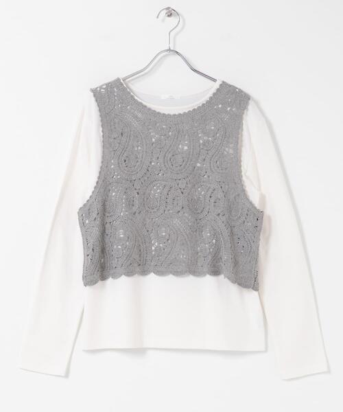 ITEMS URBANRESEARCH（アイテムズ アーバンリサーチ）の「カギバリニット×ロングTシャツ（Tシャツ/カットソー・レディース・ブラック/グレー・FREE）」の8枚目の写真