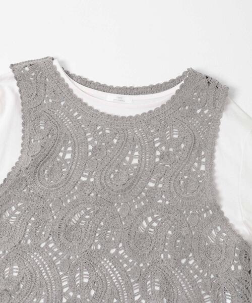 ITEMS URBANRESEARCH（アイテムズ アーバンリサーチ）の「カギバリニット×ロングTシャツ（Tシャツ/カットソー・レディース・ブラック/グレー・FREE）」の6枚目の写真