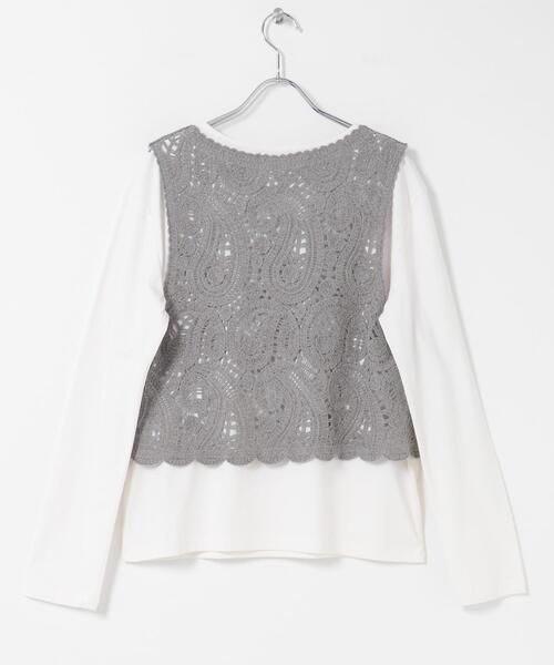 ITEMS URBANRESEARCH（アイテムズ アーバンリサーチ）の「カギバリニット×ロングTシャツ（Tシャツ/カットソー・レディース・ブラック/グレー・FREE）」の5枚目の写真