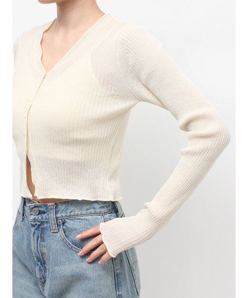 Ungrid（アングリッド）の「シアーフィットニットカーディガン（カーディガン/ボレロ・レディース・アイボリー/ブルー/ブラック・FREE）」の20枚目の写真