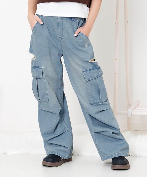 algy（アルジー）の「スリットデザインカーゴパンツ（カーゴパンツ・キッズ・カーキ/インディゴブルー・130/140/150/160）」の2枚目の写真