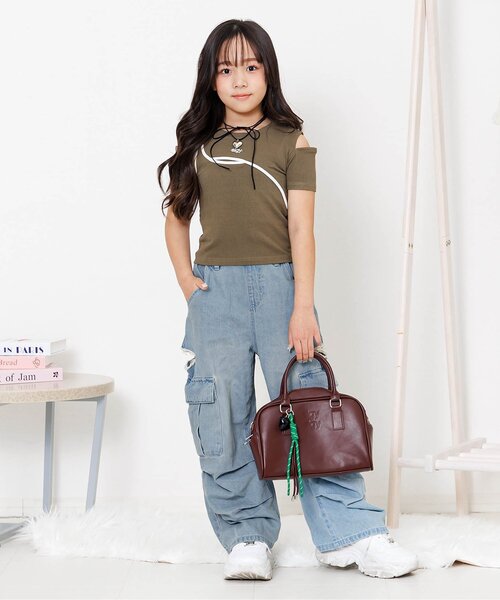 algy（アルジー）の「スリットデザインカーゴパンツ（カーゴパンツ・キッズ・カーキ/インディゴブルー・130/140/150/160）」の4枚目の写真
